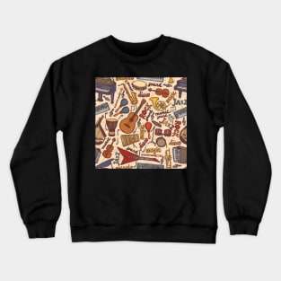 Band Instruments Seamless Music Pattern Crewneck Sweatshirt